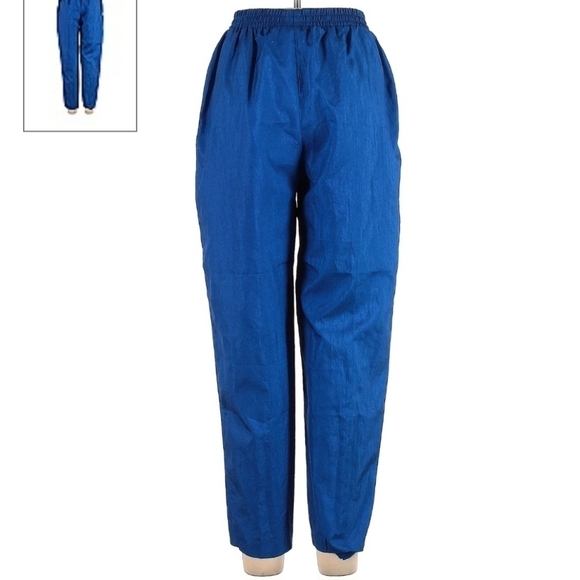 Vintage Saint Germain Paris Blue Pants Straight Leg Elastic Waist Women's Large - Picture 2 of 7